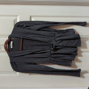 Sushi flower Women's Gray 1-Button Closure Cardigan Size Small